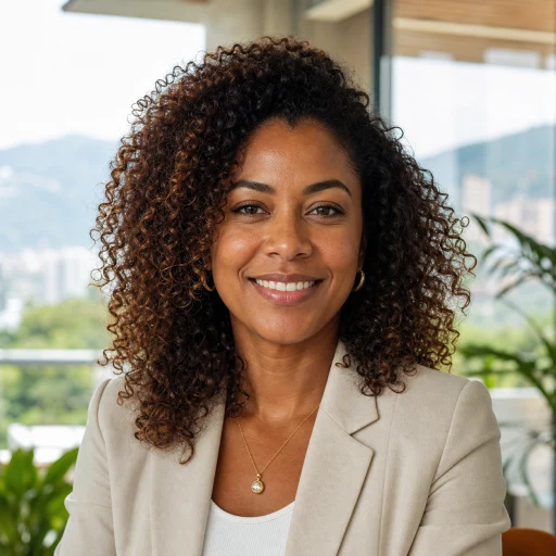 Illustrative portrait of Sarah Martínez, an executive benefits lead in Medellín